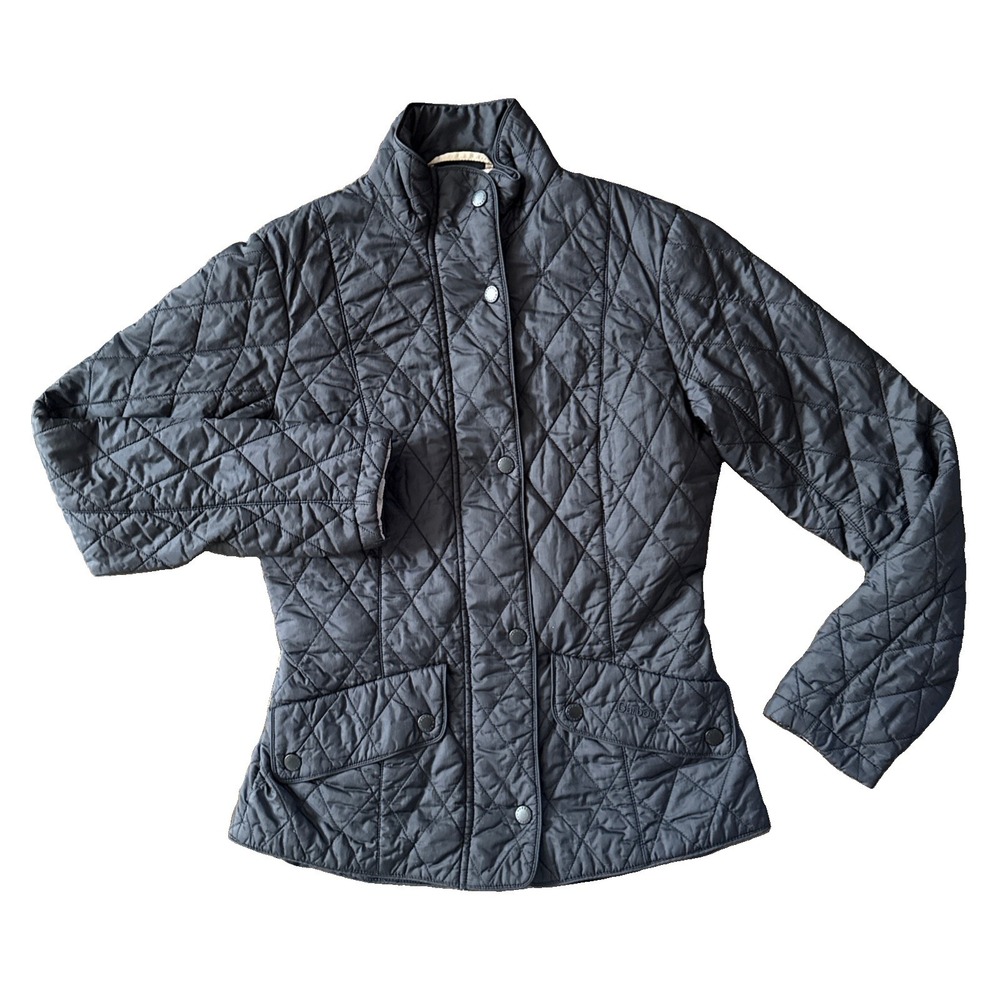 Barbour Cavalry Flyweight Quilted Jacket Women 6 Black Equestrian Riding